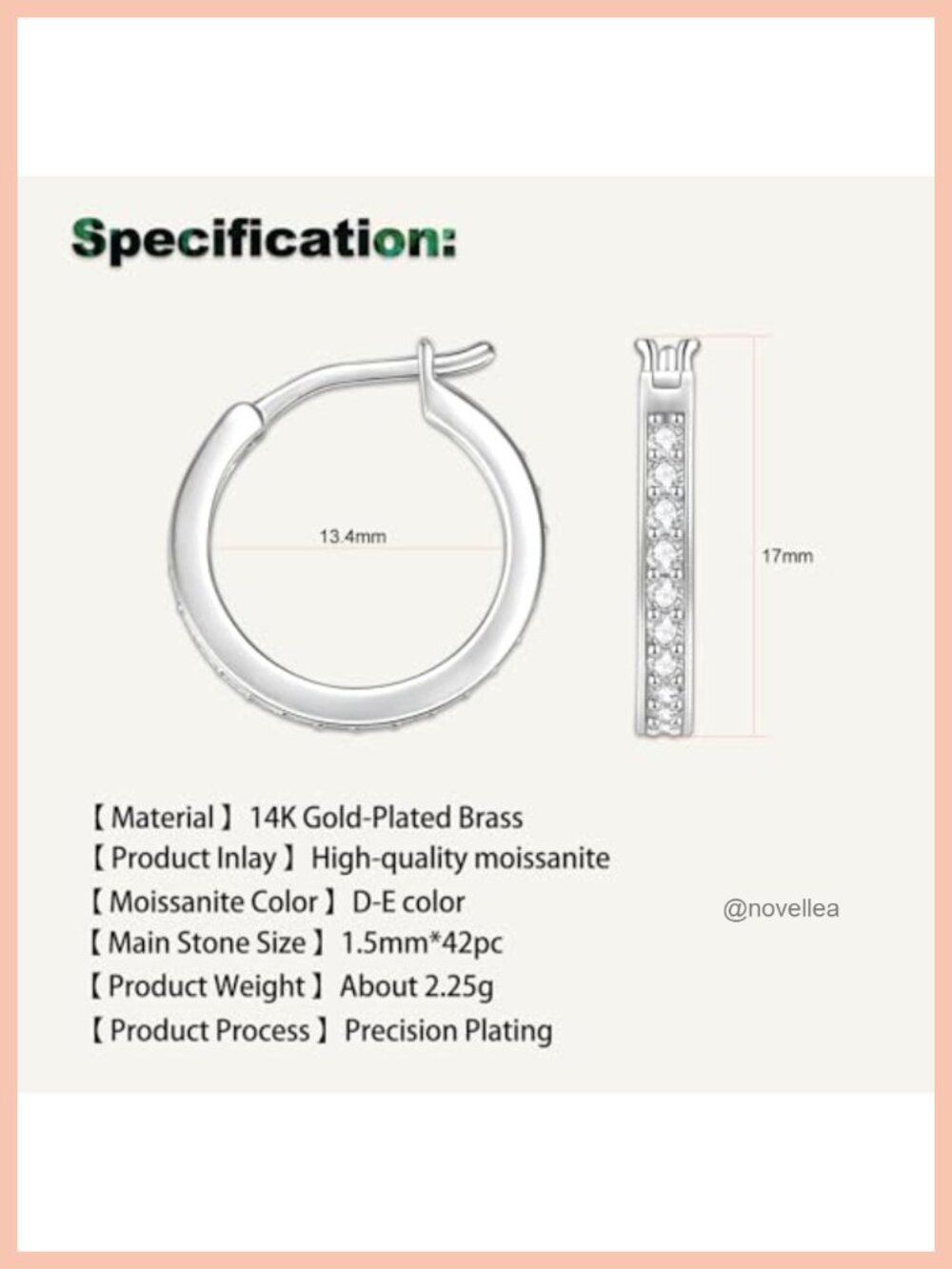 Moissanite Round Hoop Earrings 14K White Gold Plated Women's Jewelry - Picture 2 of 6